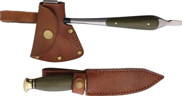 Marbles Hunter Combo Green Micarta Fixed Blade Hatchet Kit