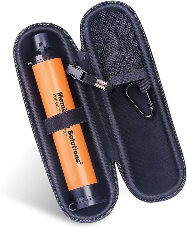 Membrane Solutions Water Filter Straw Orange w/ Case
