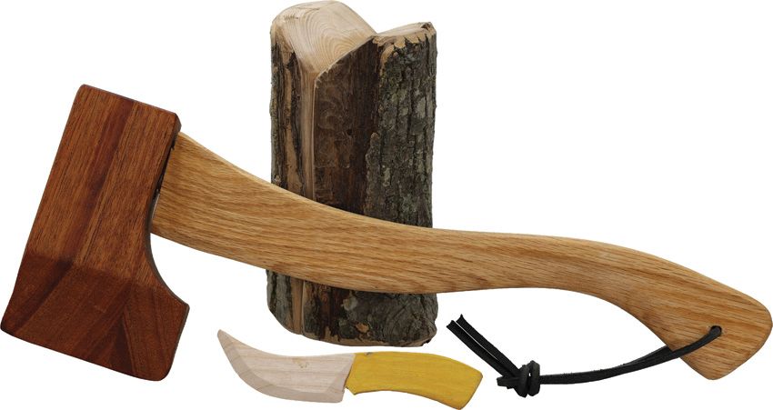 Milestone Toys Laughing Axe Toy 15.25" Wood Axe with Magnetic Log