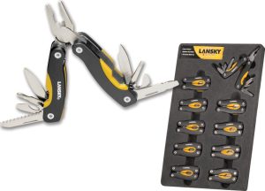 Lansky 10-in-1 Mini Tool Multi Tool Display Black Yellow Stainless