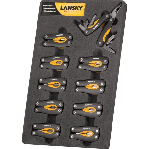 Lansky 10-in-1 Mini Tool Multi Tool Display Black Yellow Stainless