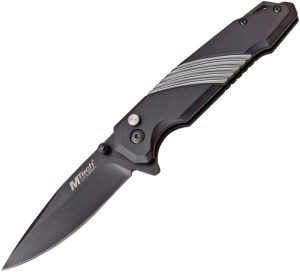 MTech Button Lock Gray Thumb Stud Drop Point Knife