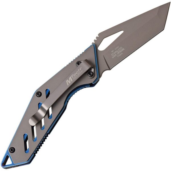 MTech Linerlock Blue TiNi Tanto Folding Knife