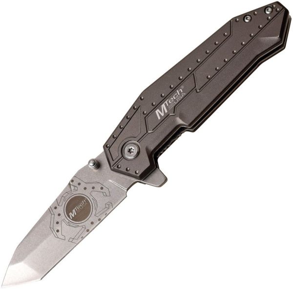 MTech MT1069GY Linerlock - Gray Aluminum Tanto