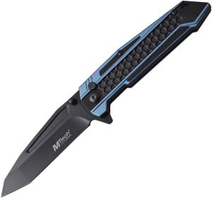 MTech Button Lock Tanto Folding Knife - Blue Handle