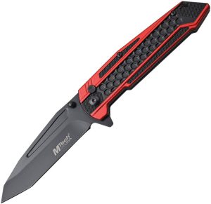 MTech Button Lock Tanto Folding Knife - Red Handle