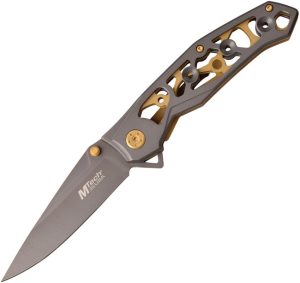 Mtech Linerlock Gray Folding Knife 3.5" Satin Blade Aluminum
