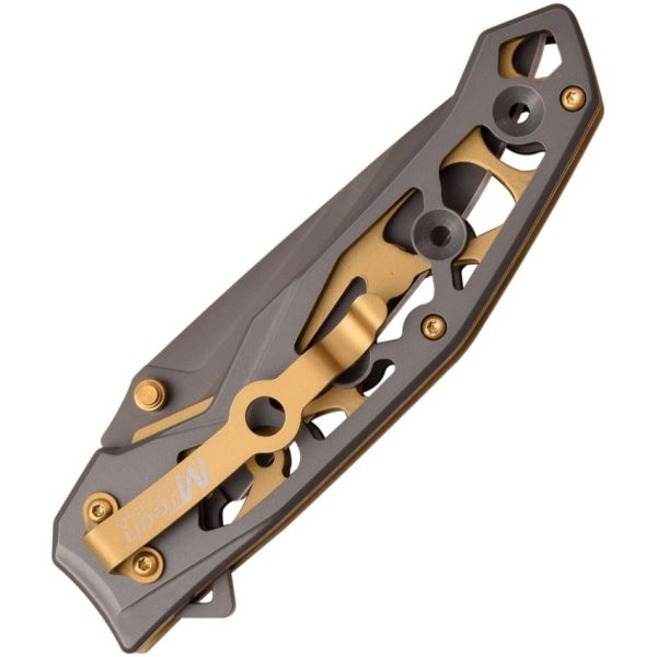 Mtech Linerlock Gray Folding Knife 3.5" Satin Blade Aluminum