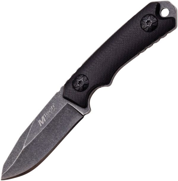 MTech MT2030BK Neck Knife - Stonewash Drop Point Black
