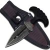 MTech Push Dagger Double Edge Stonewash - Black Rubber