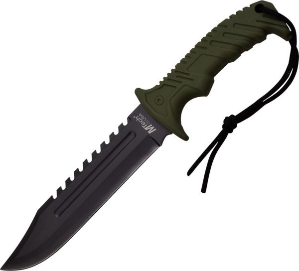 MTech Fixed Blade Sawback 440 - OD Green Handle