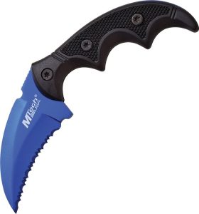 MTech Fixed Blade Hawkbill Serrated - Blue Finish