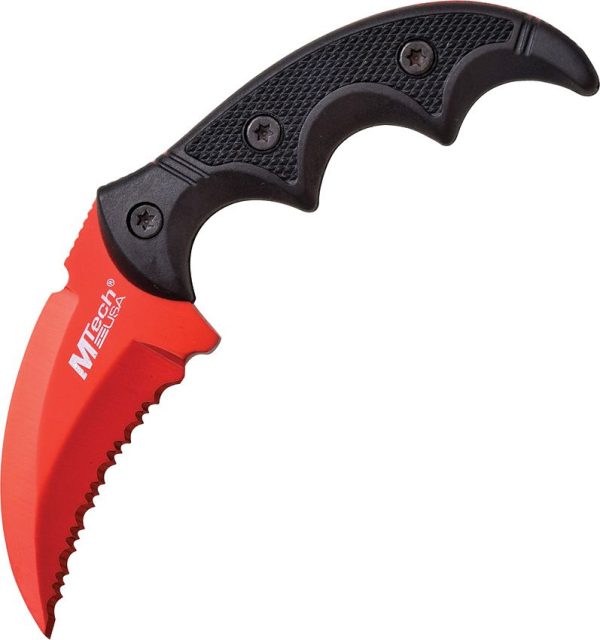 MTech Fixed Blade Hawkbill Serrated - Red Finish