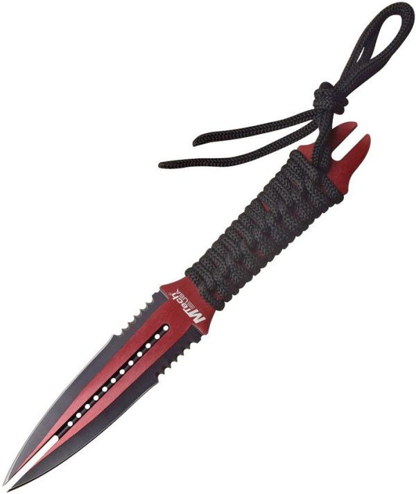 MTech Fixed Blade 4.25in Red Serrated Double-Edge Stainless