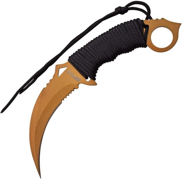 MT2076GD.jpg MTech Karambit Fixed Blade Gold Serrated - Full Tang