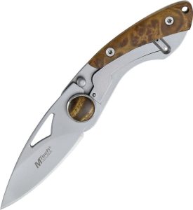 MTech Framelock - Stainless Wood Inlay