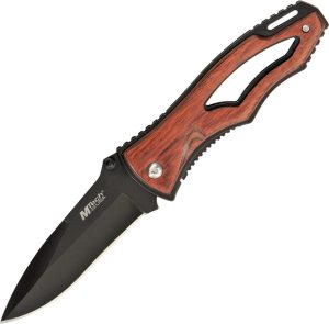 MTech Skeleton Linerlock Folding Knife - Brown Pakkawood