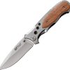 MTech Linerlock Rosewood Folding Knife - Stainless Handle