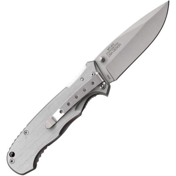 MTech Linerlock Rosewood Folding Knife - Stainless Handle