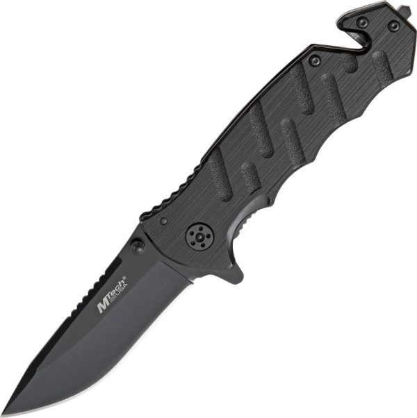 MT424BK.jpg MTech Skeleton Linerlock Black Utility Knife - Aluminum