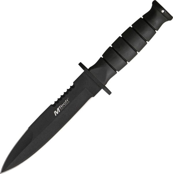 MTech Fighting Knife Fixed Blade Sawback - Black Rubber