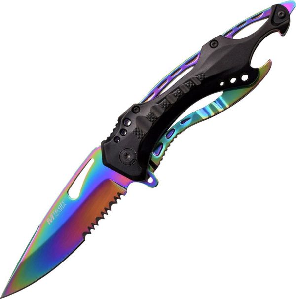 MTech Linerlock Rainbow Serrated Multi-Tool Knife