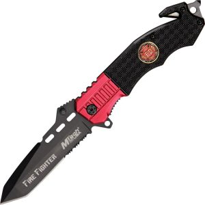 MTech Rescue Fire Fighter Linerlock Black Red