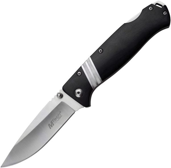 MTech Lockback Drop Point Black Pakkawood
