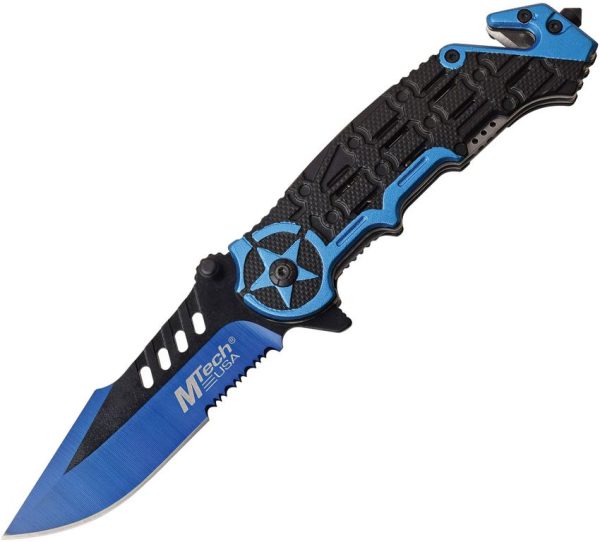 MTech Rescue Linerlock A/O Blue Black Aluminum