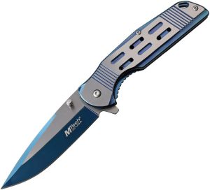MTech Framelock A/O Blue Silver Stainless Knife