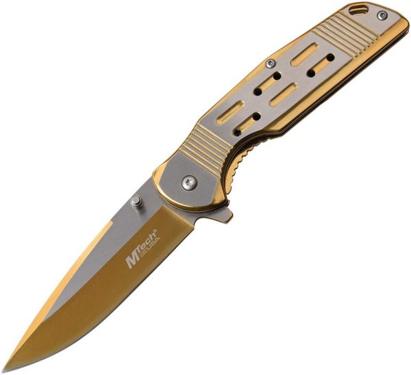 MTech Framelock A/O Gold Stainless Knife