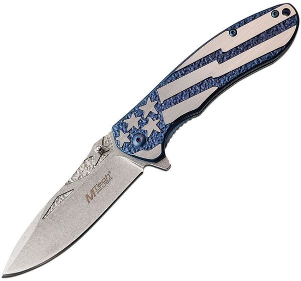 MTech Framelock A/O Blue Flag TiNi Stainless Knife