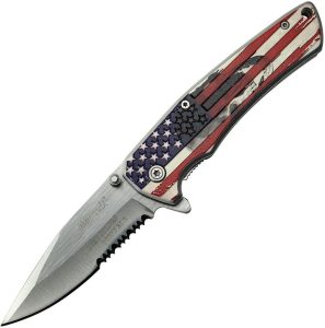 MTech American Flag Framelock A/O Serrated Knife