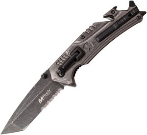 MTech Linerlock A/O SW Stonewash Serrated Tanto