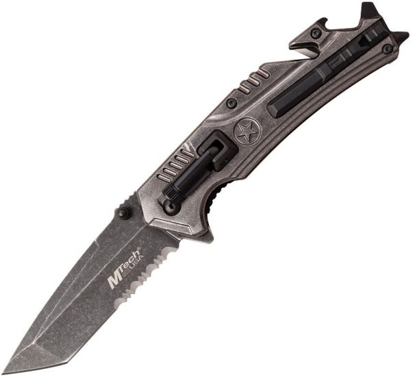MTA1114SW.jpg MTech Linerlock A/O SW Stonewash Serrated Tanto