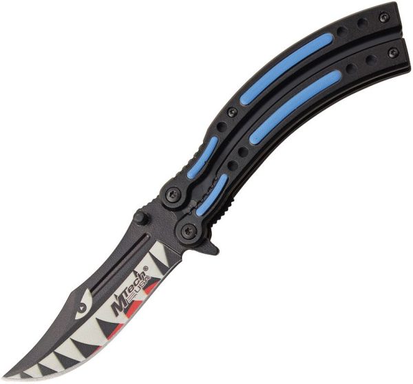 MTech Shark Linerlock A/O Blue Clip Point Blade