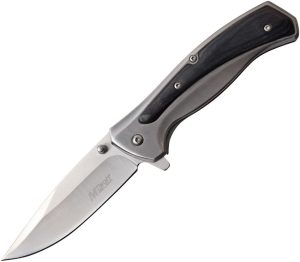 MTech Framelock Black Folding Knife - Gray Aluminum