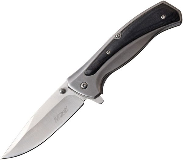 MTech Framelock Black Folding Knife - Gray Aluminum