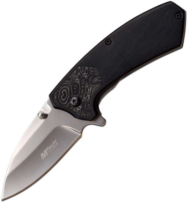 MTech Linerlock A/O Black - Etched Steel Inlay