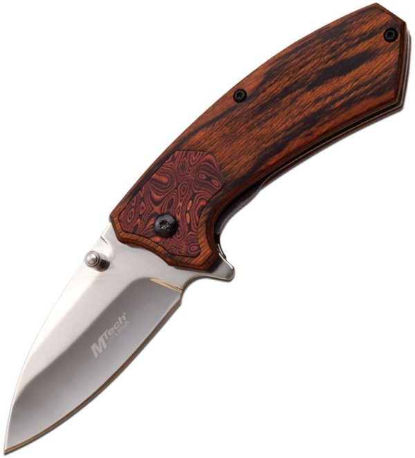 MTech Linerlock A/O Assisted Opening Brown Pakkawood