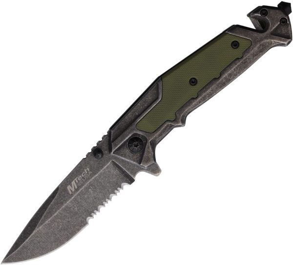 Mtech Linerlock A/O Drop Point Green G10 Utility