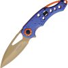 Mtech Linerlock A/O Drop Point Blue Gold Blade