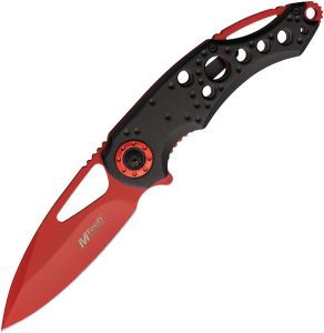 Mtech Linerlock A/O Drop Point Black Red Blade