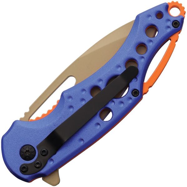 Mtech Linerlock A/O Drop Point Blue Gold Blade