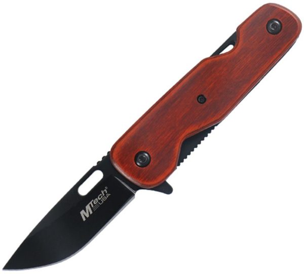 Mtech Linerlock A/O Assisted Brown Wood Handle