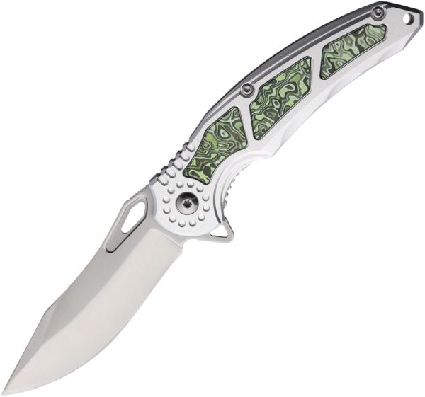 Mtech Linerlock A/O Green Carbon Fiber Drop Point