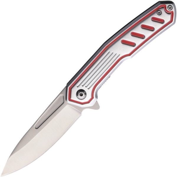 Mtech MTA2014SR Linerlock Assisted Drop Point - Gray/Red