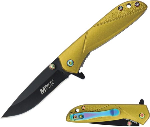 Mtech MTA2017GD Linerlock Assisted 3Cr13MoV - Gold