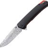 Mtech Linerlock A/O Black Drop Point Damascus Knife