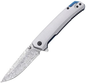 Mtech Linerlock A/O Gray Damascus Drop Point Knife